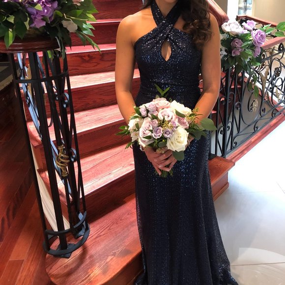 Morilee Navy Sequin Evening Gown, Size 4 - Picture 4 of 4